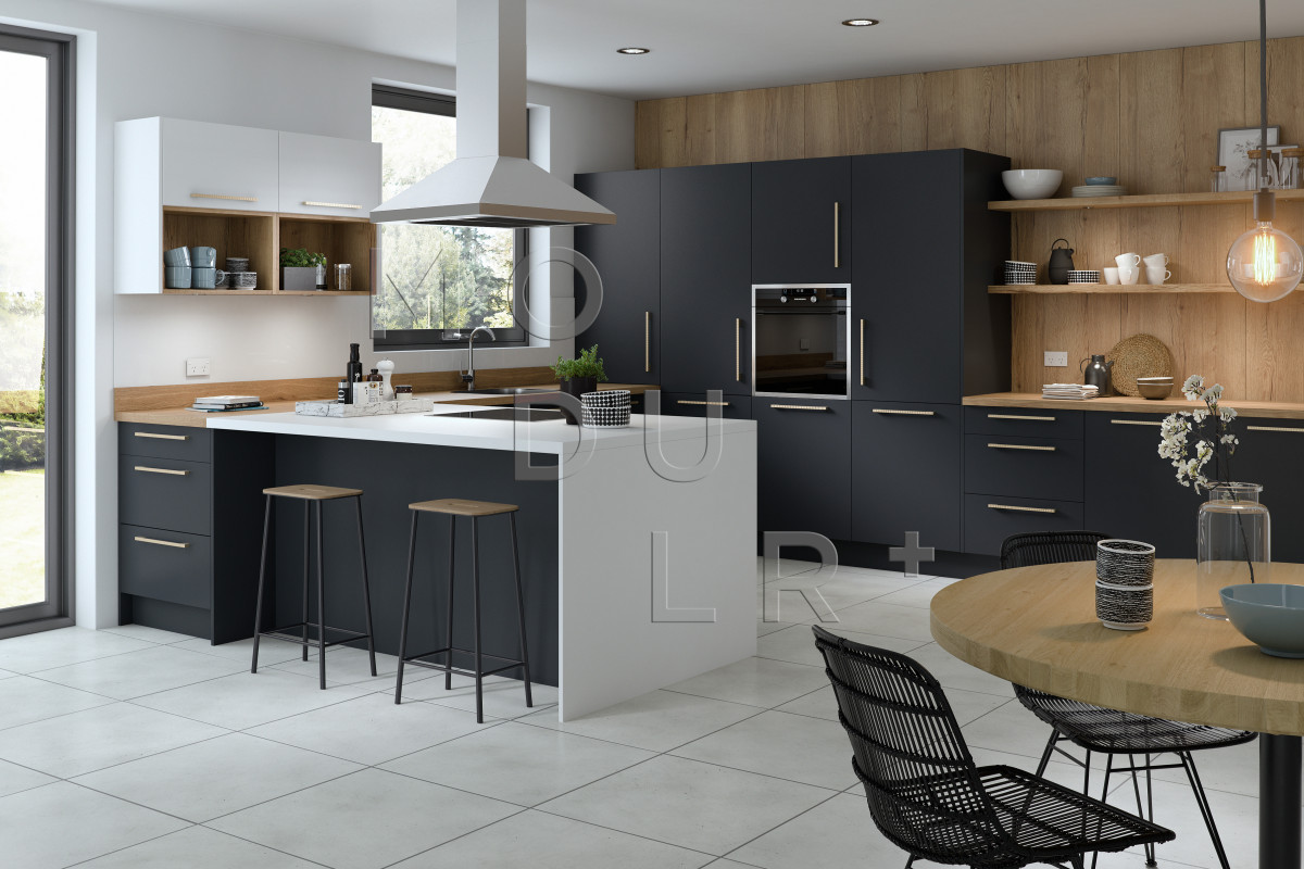 Modulr black U-shape kitchen