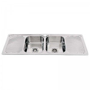 40L Double Bowl Sink with Double Fan Drainers