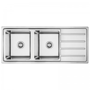 Everglades Double Main Bowl Sink with Drainer