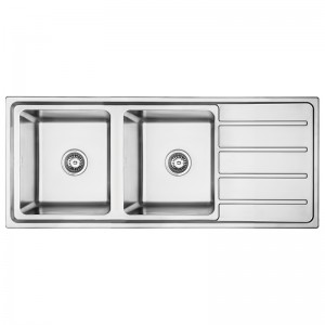 Everglades Double Main Bowl Sink with Drainer