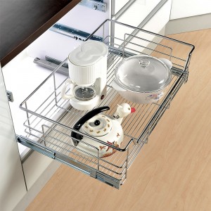 Chrome 135mm Wire Soft Close Drawer Baskets