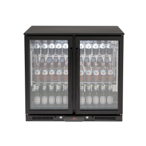 208L Double Door Black Beverage Fridge